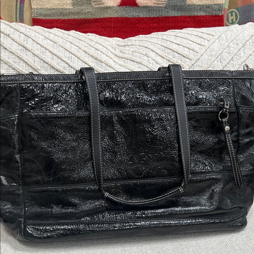 Coach Shiny Black Leather Tote